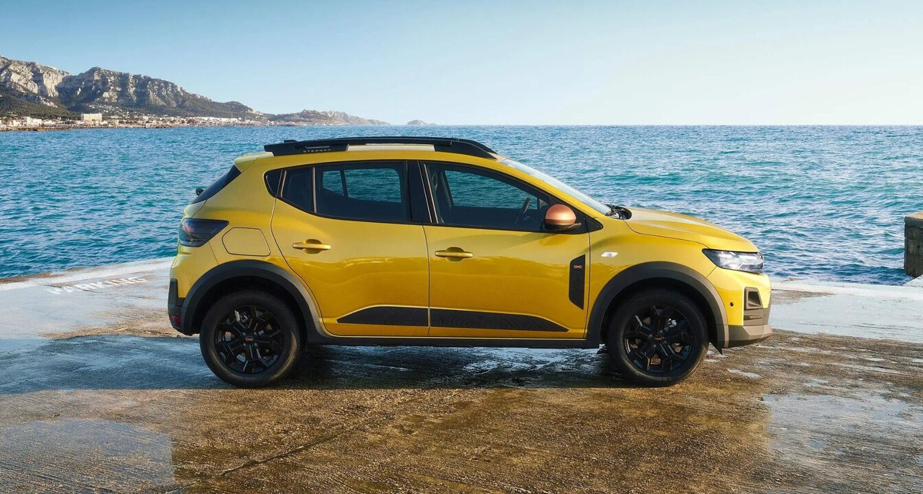 Dacia Sandero stepway in gelb, Seitenansicht
