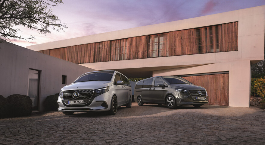Mercedes-Benz V-Klasse silber und schwarz, Frontansicht
