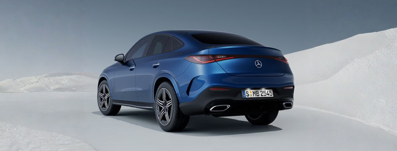 Mercedes-Benz GLC Coupé in blau, Heckansicht