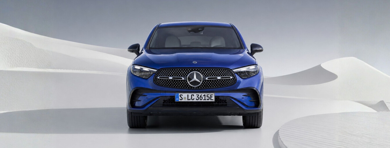 Mercedes-Benz GLC Coupé in blau, Frontansicht