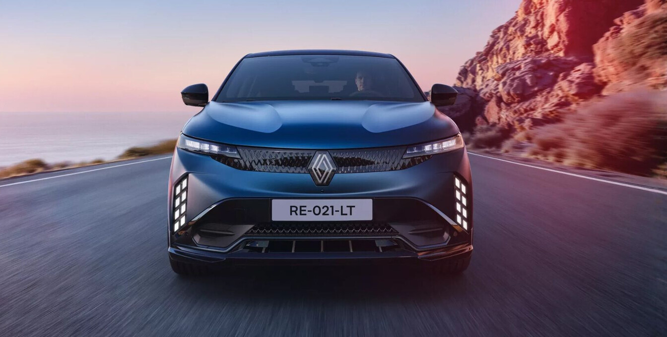 Renault Megane in blau, Frontansicht