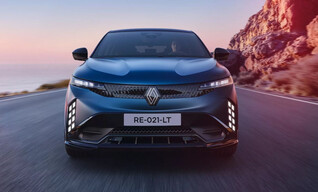 Renault Megane in blau, Frontansicht